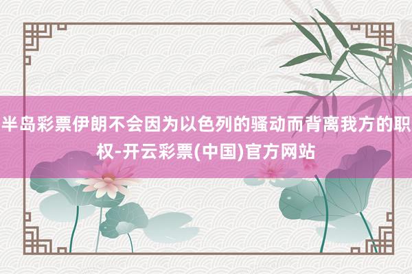 半岛彩票伊朗不会因为以色列的骚动而背离我方的职权-开云彩票(中国)官方网站